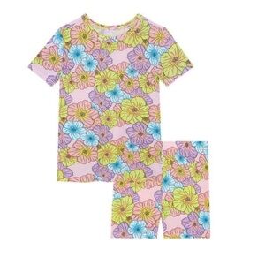 Posh Peanut Kourtney Floral Pajama Set Girls 3T-4T Short Sleeve Top and Shorts